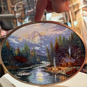 Scenic Mountain Glass Art - “End of a Perfect Day” by Thomas Kincaid